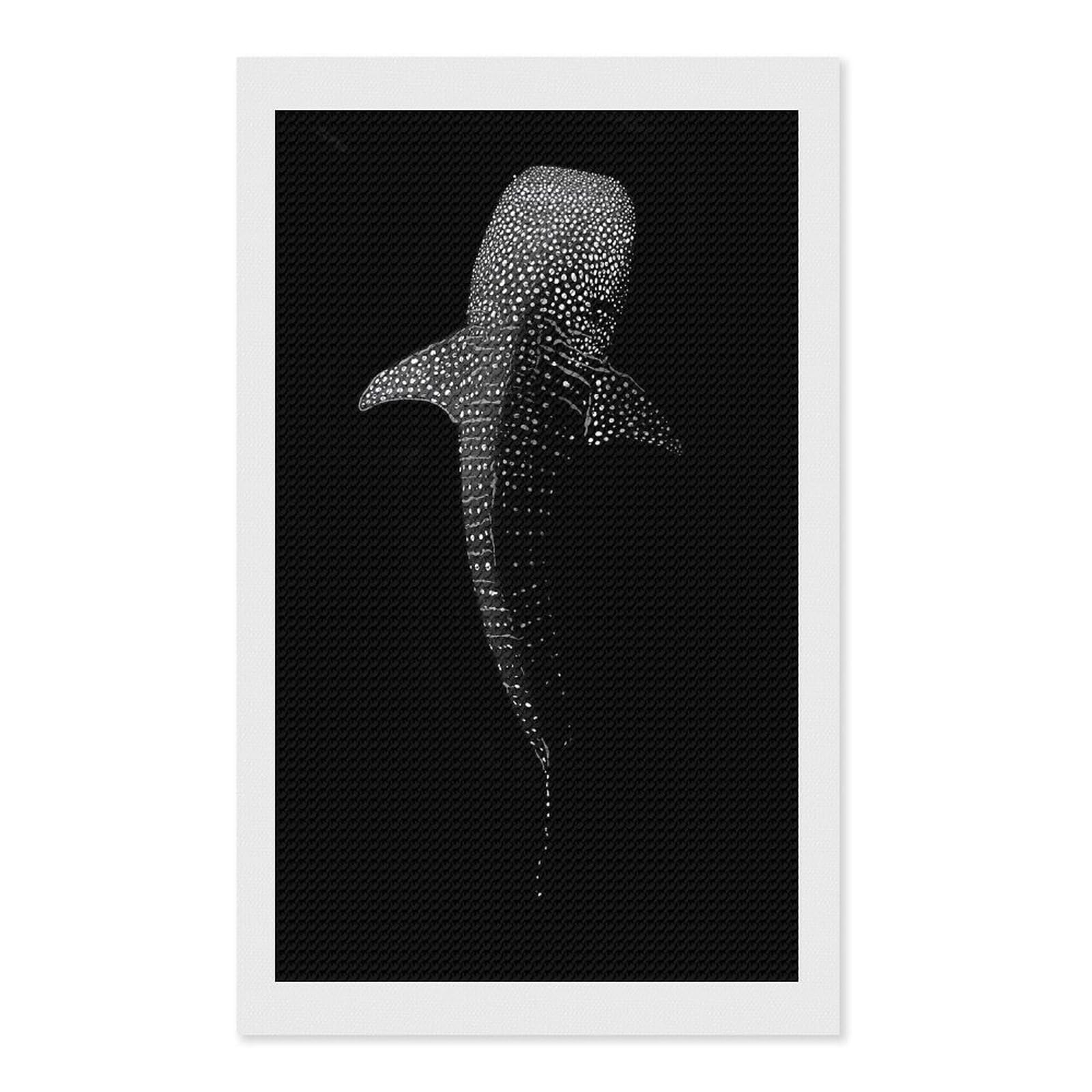 Junmoney Shark Diamond Painting Canvas Set 12"x20", for Women, Mindful Craft Activity, Cosy Home Accent, Festive Craft Gift