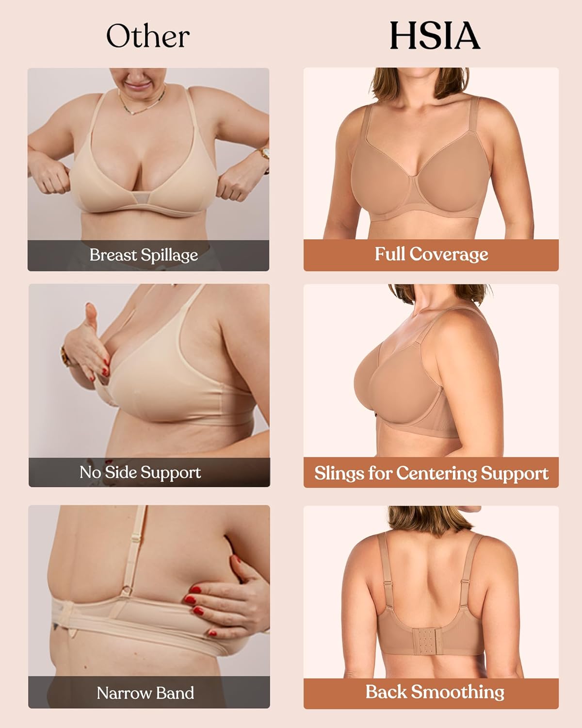 HSIA Minimizer Bra for Women - Air Mesh T-Shirt Full Coverage Seamless Bra Plus Size Underwire Padded Bra for Large Bust - Image 5