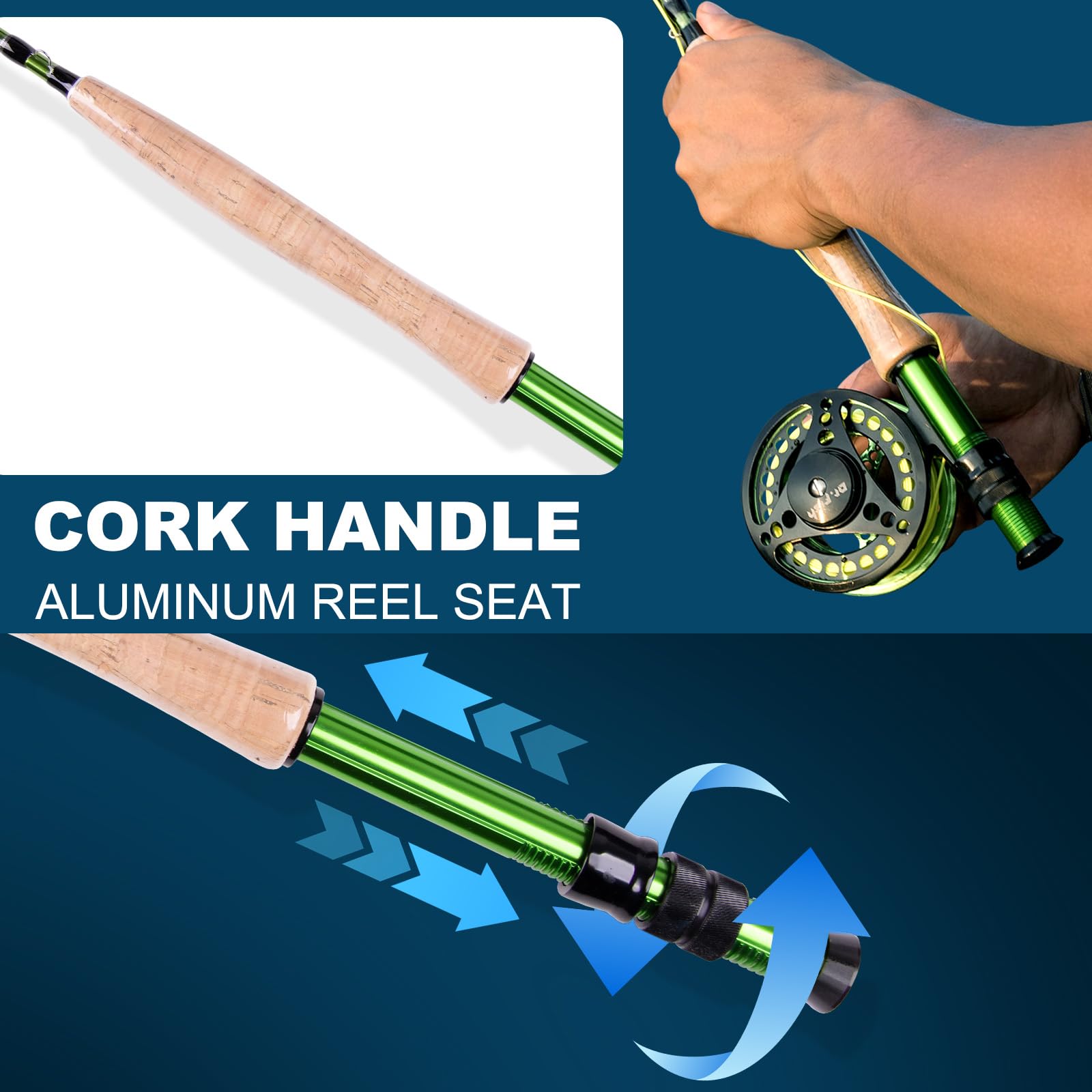 Dr.Fish Fly Fishing Rod and Reel Combo 9ft Rod 5/6 Reel Carbon Fiber CNC Machined Aluminum Alloy Reel Fly Fishing Starter Gear Equipment Package with Carrier Bag