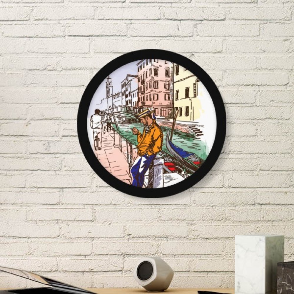 Italie Venise Paysage Peinture Cadre Photo Rond Déco Murale Maison