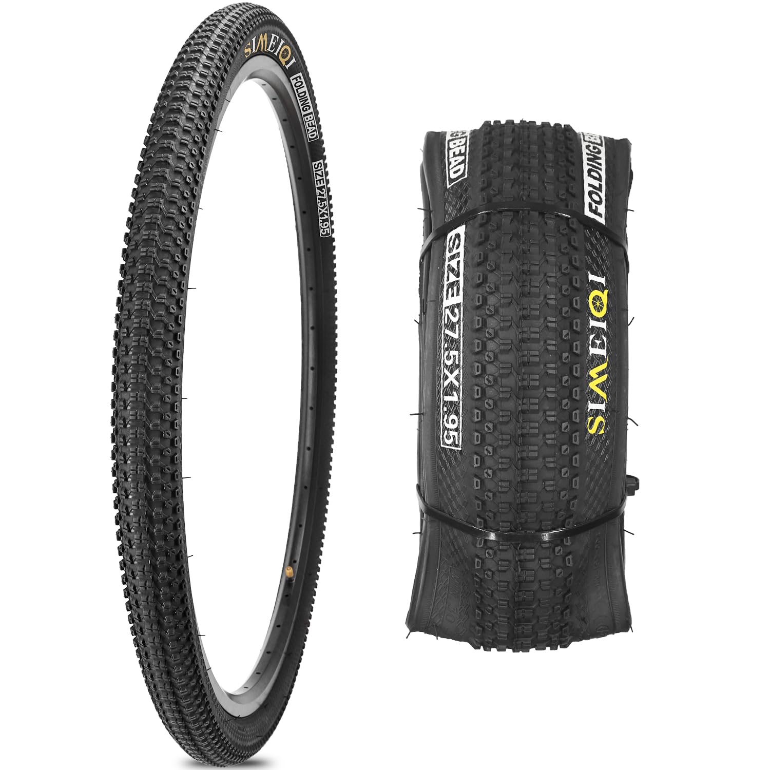 24/26/27.5 X 1.95 Inch Folding Bike Tires with 3mm Anti Puncture Proof Protection for Mountain Bicycles (27.5X1.95/1 Tire)