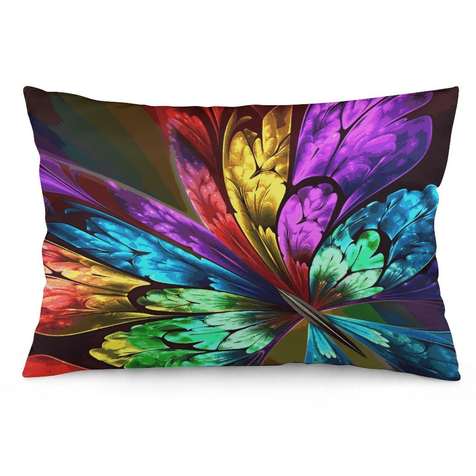 Rainbow Butterfly Throw Pillow Covers with Silent Zipper Polyester Pillow Protectors Removable Pillow Cases Soft Pillowcase Cozy Pillow Sham Cushion Cover for Sofa Car Bed 16 "x24