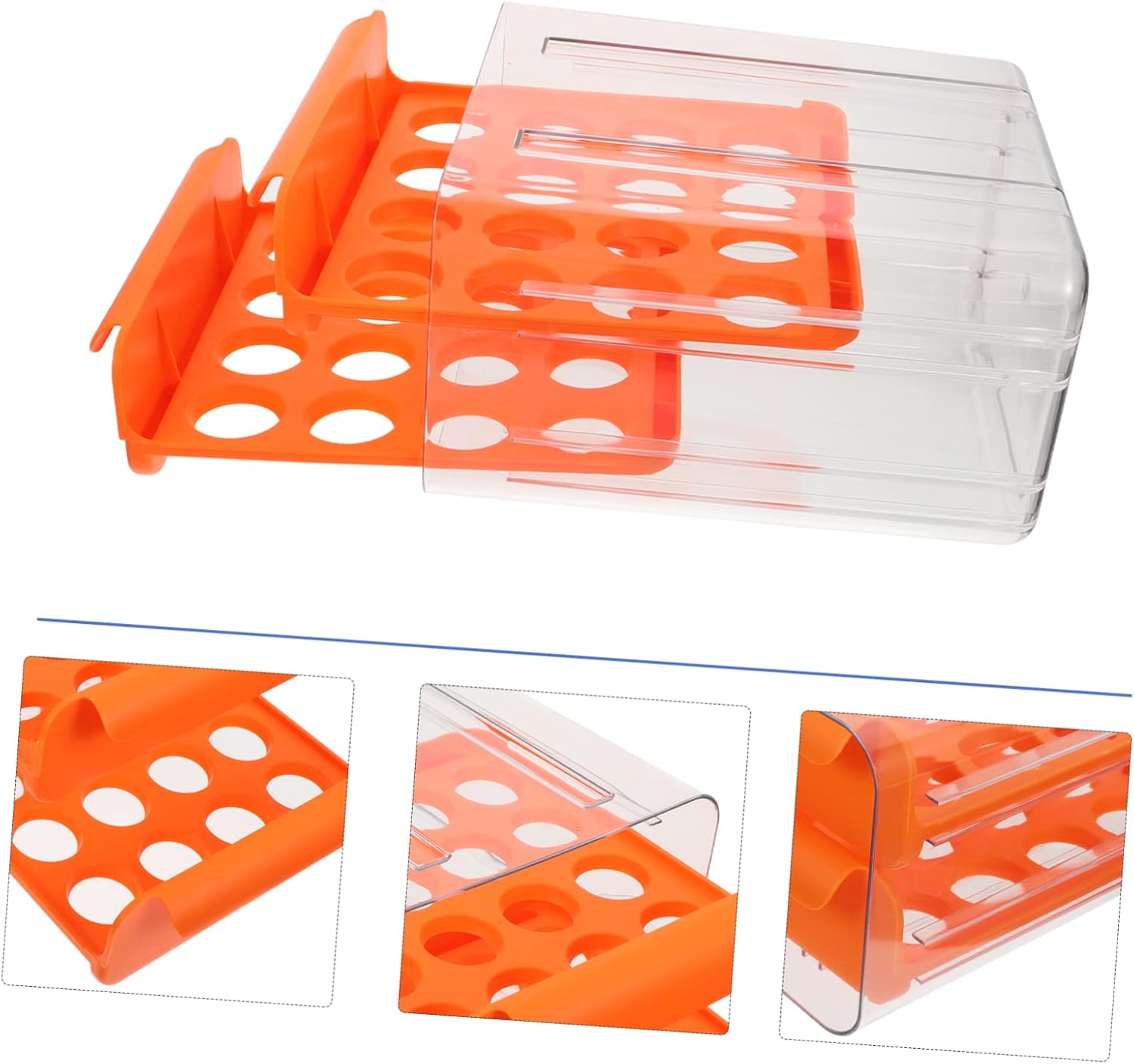 Compartment Drawer Egg Carton Reusable Egg Holder Refrigerator Storage Box Easy to Clean Organize