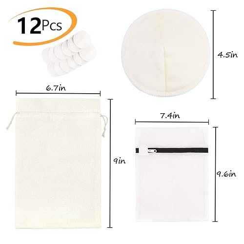 Miniatura 2 de PHOGARY 12 almohadillas de lactancia de bambú lavables, almohadillas orgánicas reutilizables para el pecho con bolsa de lavandería y bolsa de