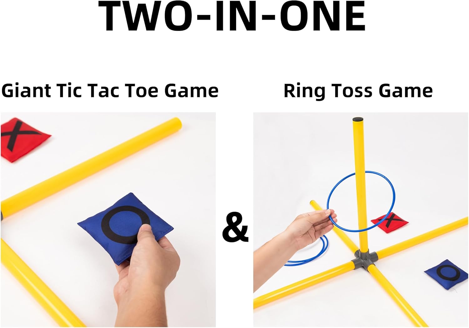 Giant Tic Tac Toe Game,4ft x 4ft Bean Bag & Ring Toss Across Game|Backyard Outdoor Indoor Games Lawn Games for Adults Kids and Family Party Game Christmas Birthday Gifts with Storage Bag - Image 2