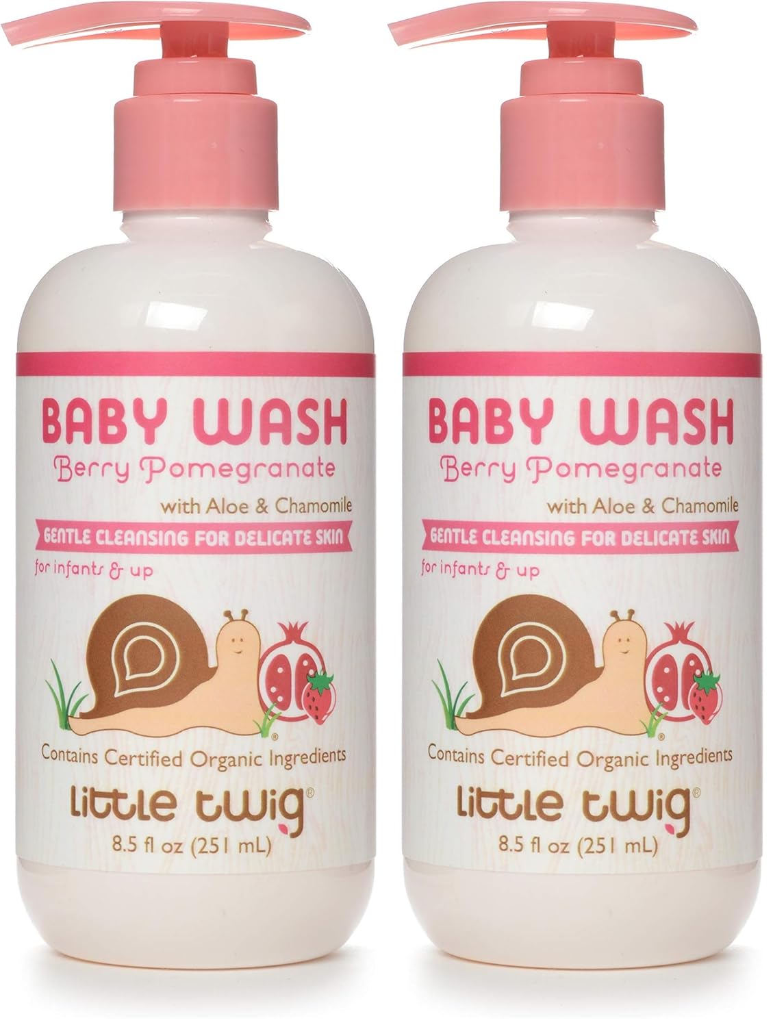 Little Twig Baby Wash, Natural Plant Derived Formula, Berry Pomegranate, 8.5 fl oz (Pack of 2)