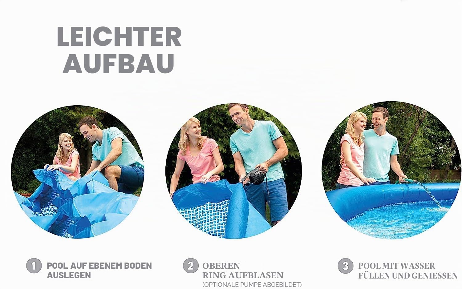 INTEX "Easy Set" Pool rund Aufstellpool 244 x 61cm inkl. Kirystal-Clear 12V Filterpumpe (28602GS) aufblasbarer Kinderpool Familienpool für Garten Rundpool Planschbecken, Volumen 1942 l (28108GN)