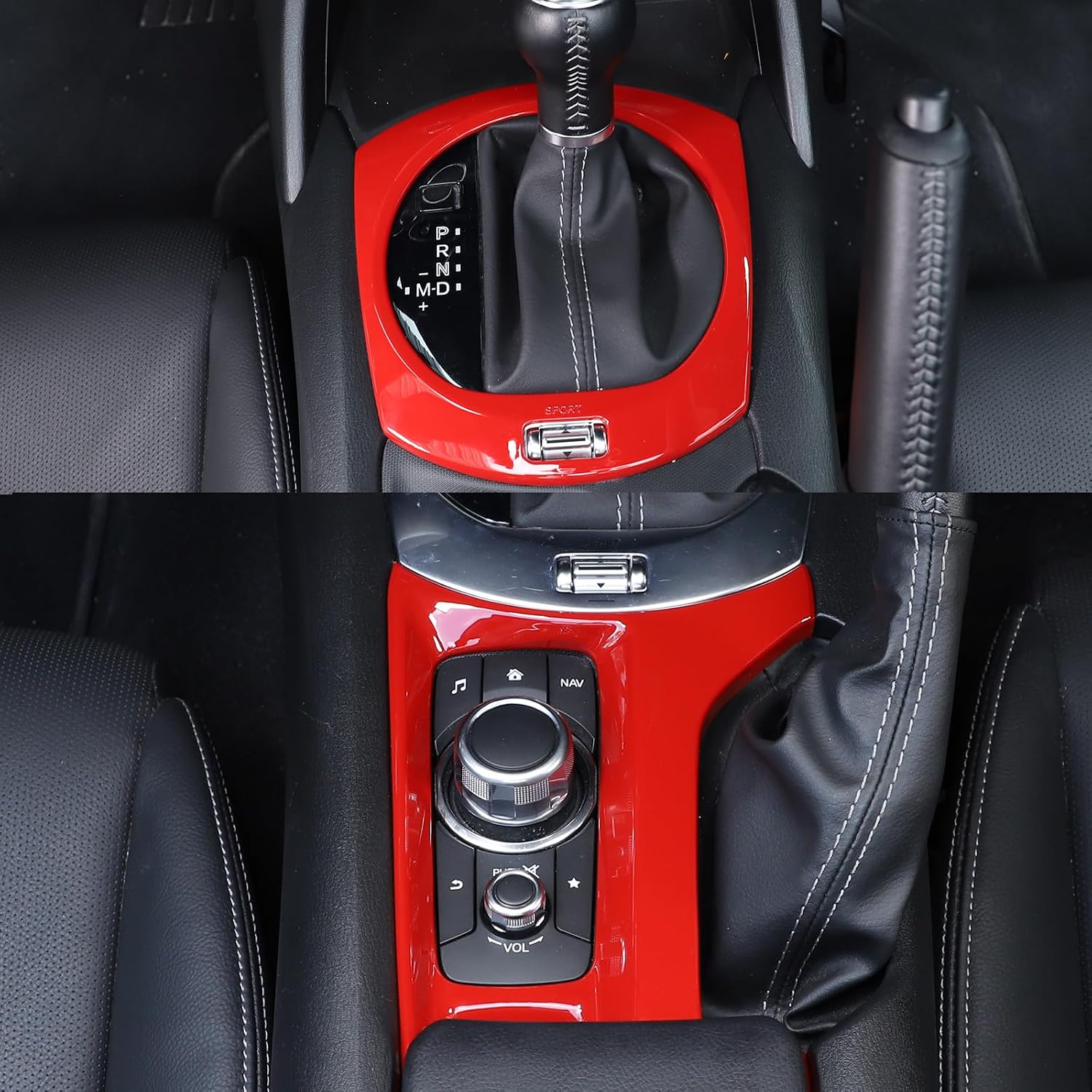 Fit for Mazda MX-5 ND Fiat Abarth 124 2016-2025+Car ABS Control Gears Panel Protective Cover molding Trims Stickers,Control Gears Frame Cover molding Trims (Black Carbon Fiber)