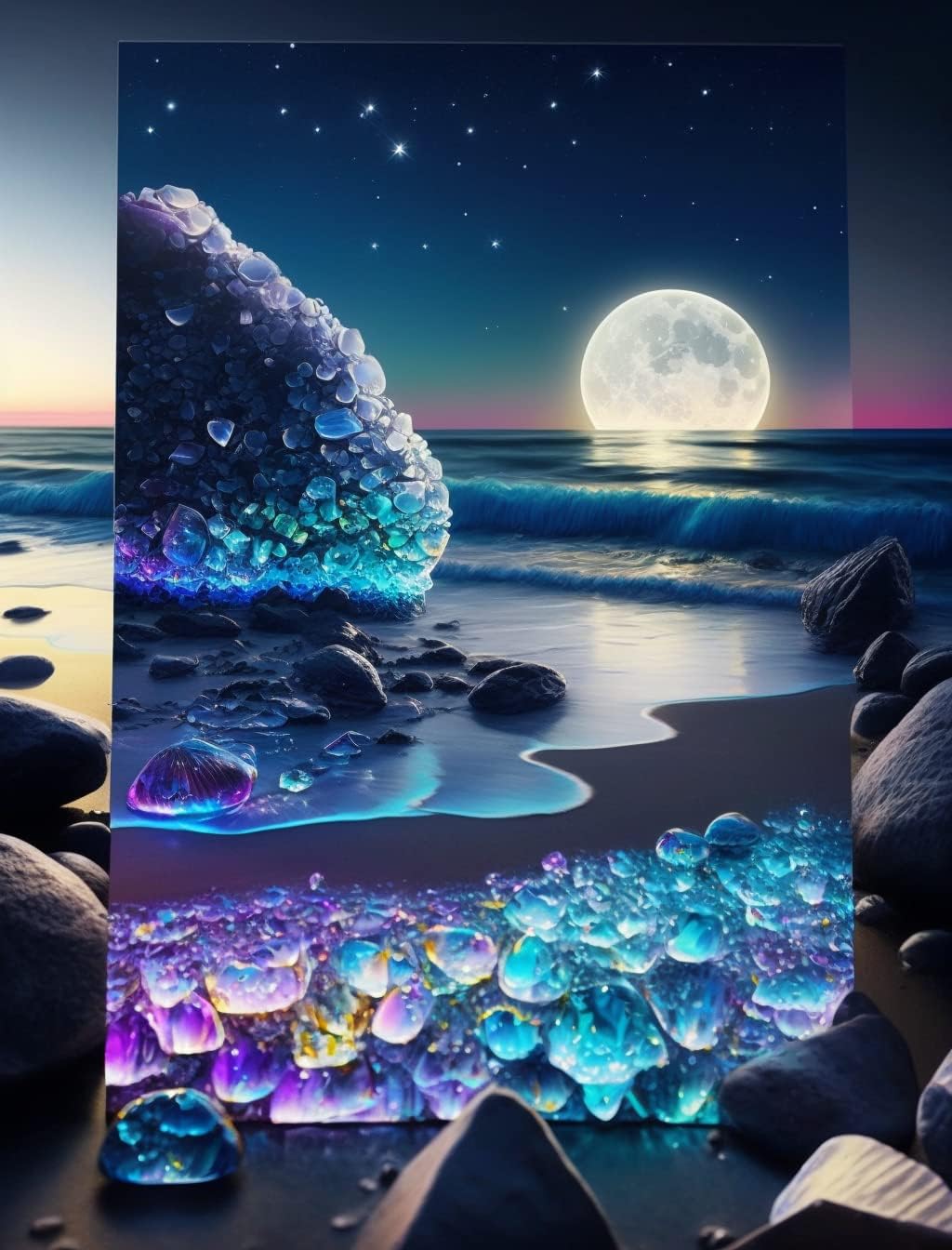 Snuqevc 5D Diamond Painting Kits Beach Sparkling Gems