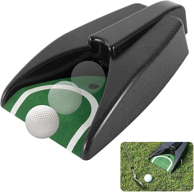 MEW Golf Putting Cup Automatic Return, Golf Aid Training Ball Return Device with Green Slope Mat, for Indoor Outdoor Yard Office