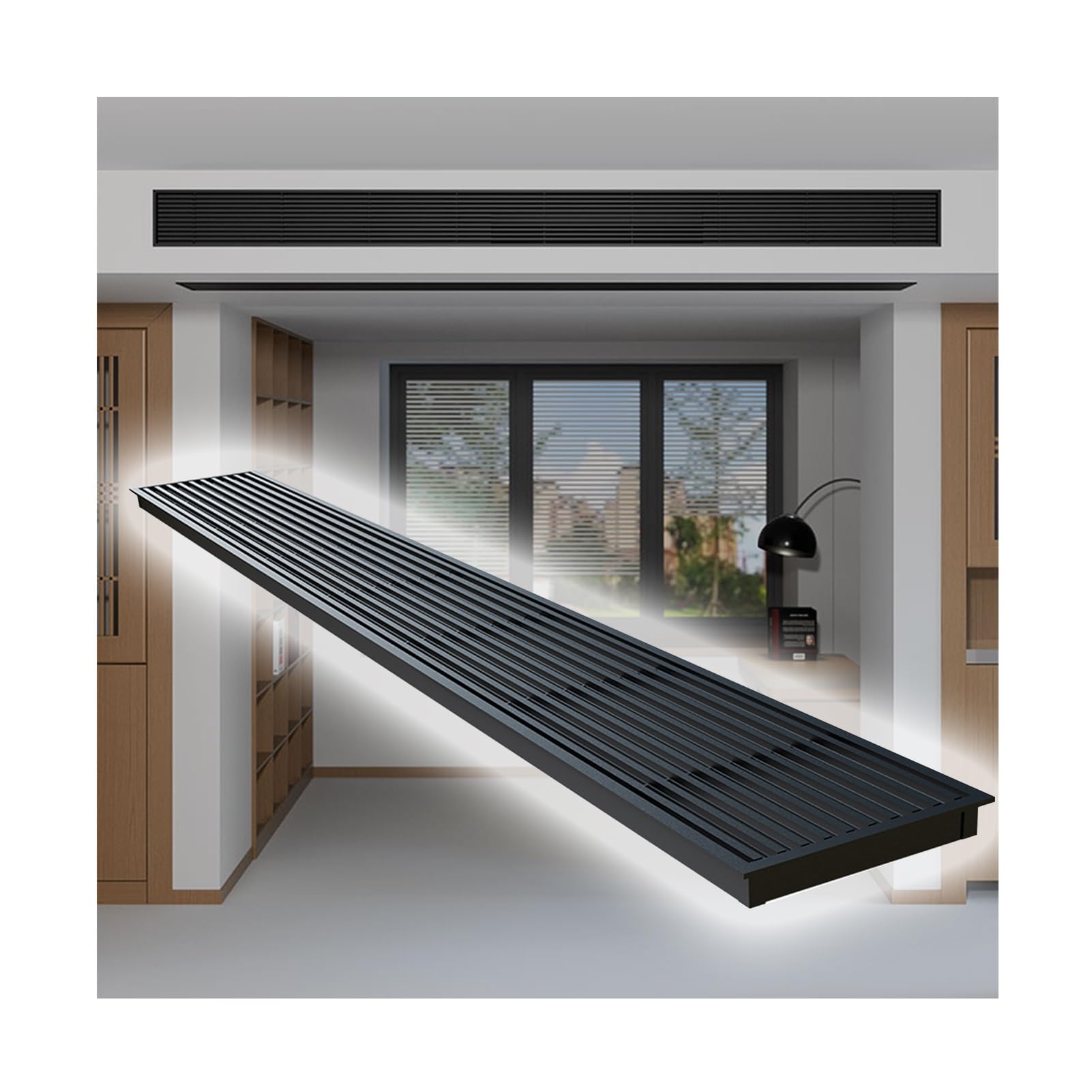 Griglia di ventilazione per soffitta 100 x 30 cm, in plastica ABS, per prese d'aria centrali AC per interni e soffitte con sistema di flusso d'aria efficiente per uso domestico