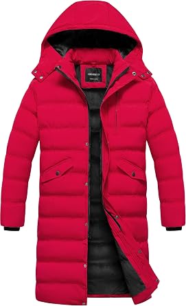 CREATMO US Mens Long Winter Coat Waterproof Thicken Warm Parka Quilted Insulated Puffer Jacket with Removable Hood