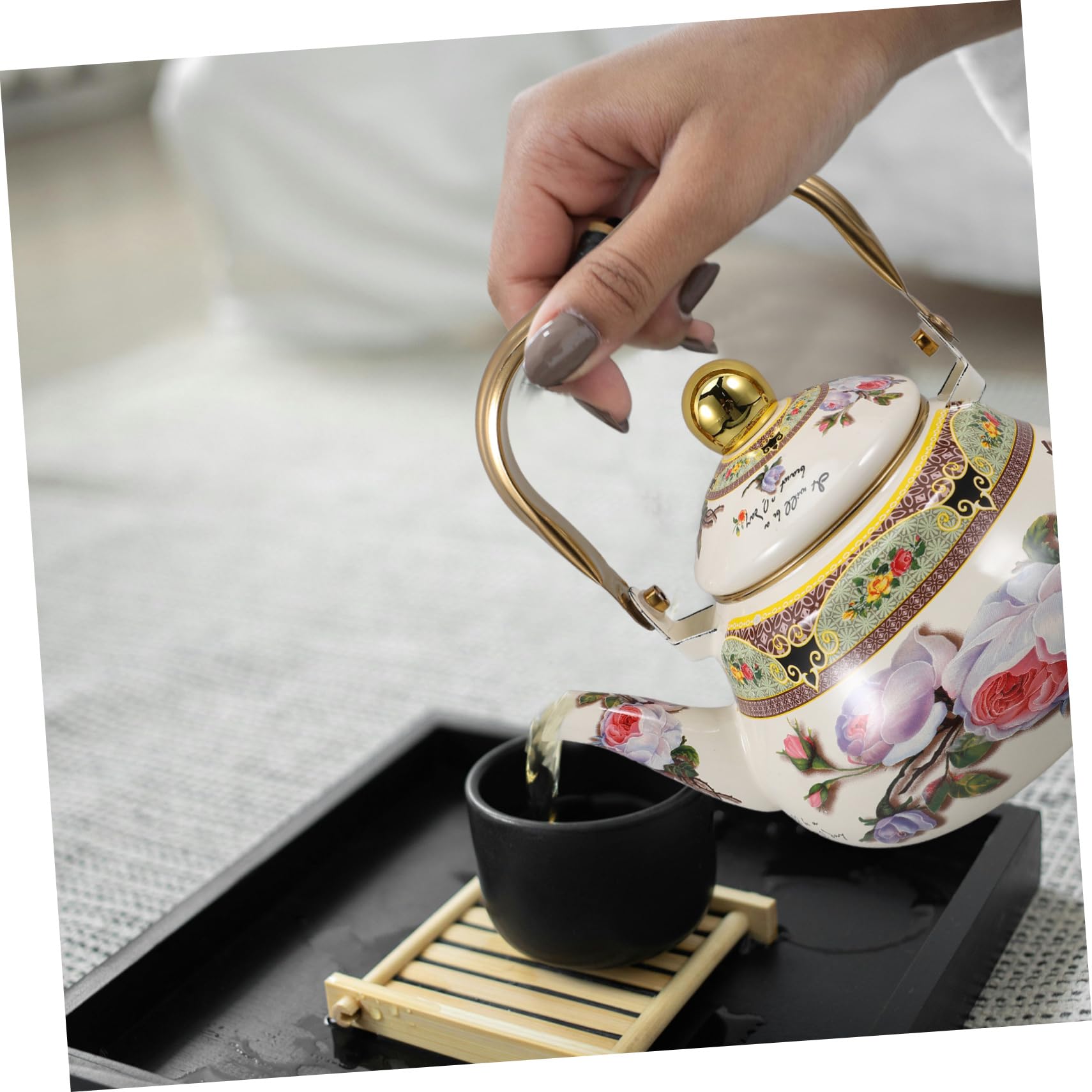 Cabilock 2 Piezas tetera hervidor de infusión de té taza de camping té de hojas sueltas más empinado difusor de té verde colador cafeteras olla de agua hervidor de agua para estufa esmalte