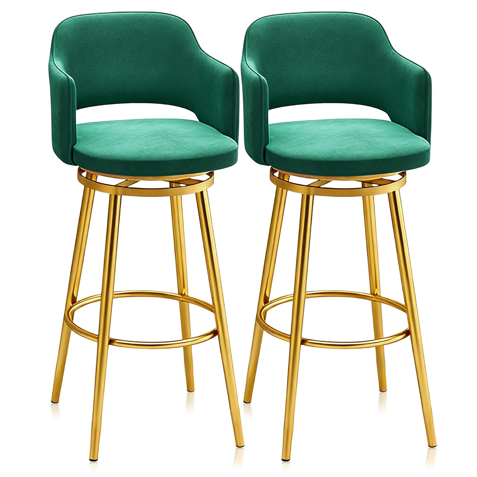 Tabouret de bar pivotant en velours haut de gamme et piètement métallique design