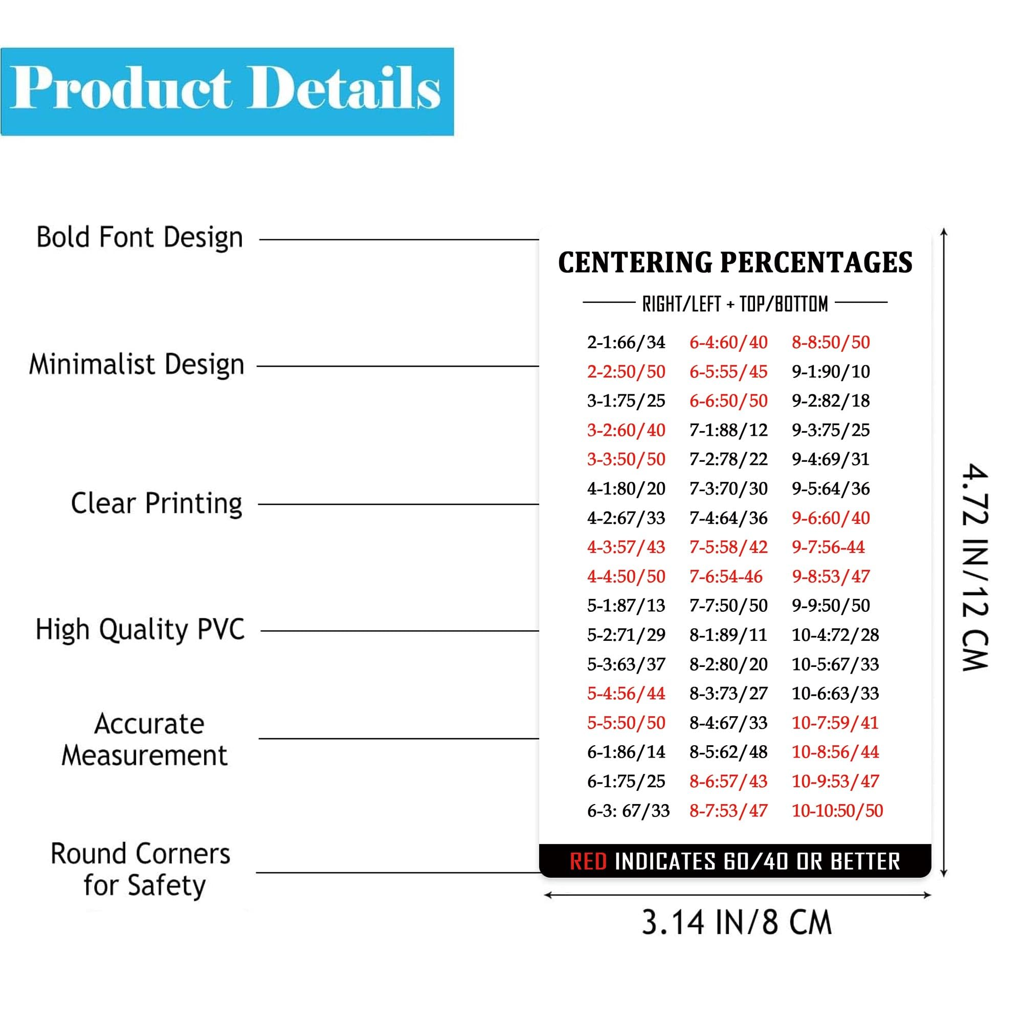 6 Pack Grading Centering Tool Kit Thickness Measuring Card Center Positioning Cards Graded Submissions Card with Cleaning Cloth Kit - Image 2