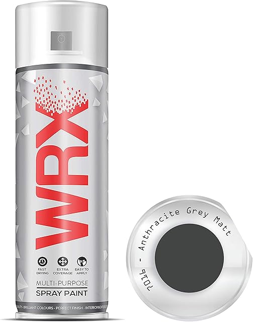 WRX Spray Paint - Matt Anthracite Grey - 400 ml Quality Brilliant Colours Perfect Finish Brilliant All Purpose Interior/Exterior, Art, Crafts, Auto, Home Furniture, Garden, Radiator Paint 400ml