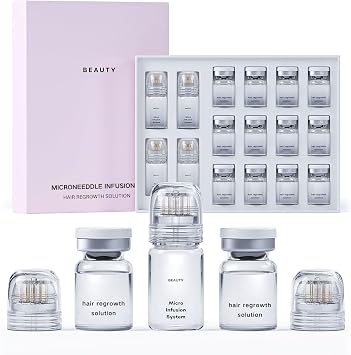 Micro Infuse Hair Growth   0.25mm Gold Derma Stamp for Hair Growth with Copper Peptide Serum | Scalp Treatment for Thicker, Fuller-Looking Hair | Complete At-Home Microneedling Infusion System