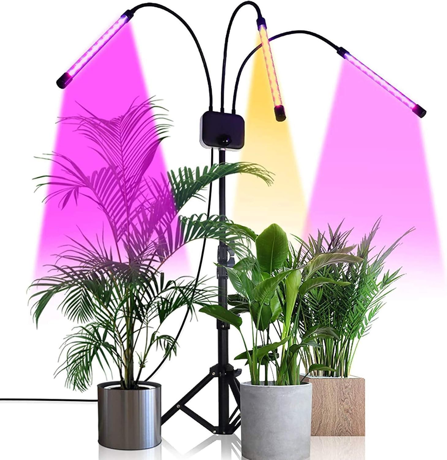 60W LED Full Spectrum Growing Lamps with Tripod Stand, Dimmable Timing Greenhouse Flower Adjustable Floor Plant Grow Lights