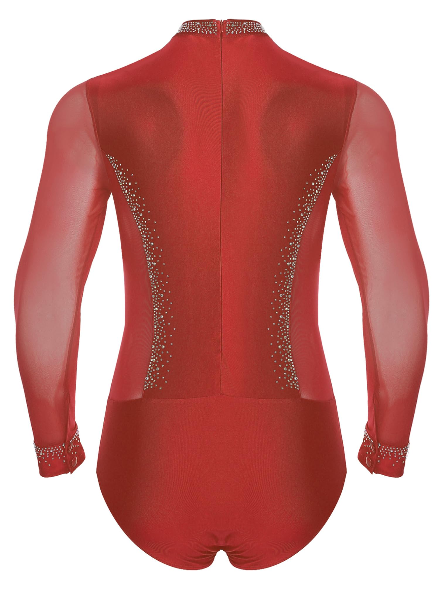 MSemis Traje Baile de Salón para Hombres 2 Piezas con Maillot Brillante de Manga Larga y Pantalones para Patinaje y Baile Latino Tango Cha-Cha