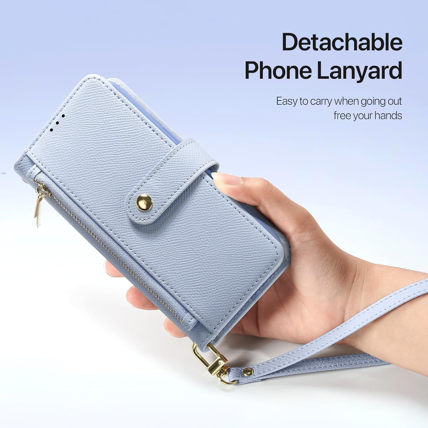 Compatible with iPhone 16 Pro max case Wallet, Detachable Wallet case with Card Holder, Multiple Slots, Hands-Free Convenience, Flip Folio Cover, RFID Blocking (Blue, iPhone 16 Pro Max)