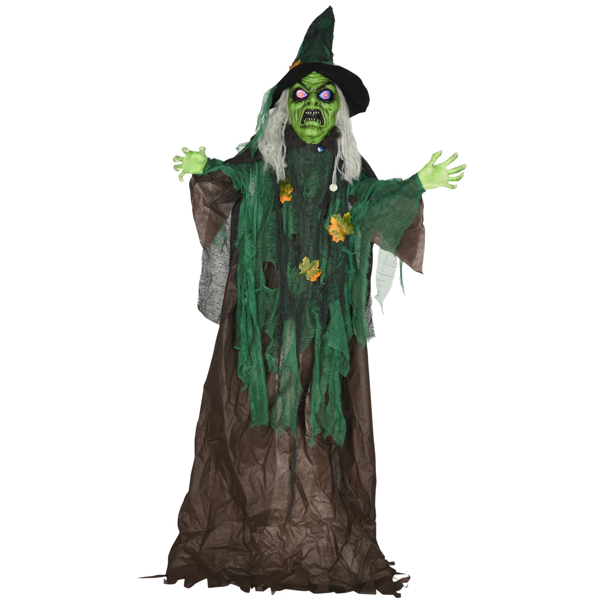 Homcom Unisex Multi Outdoor Halloween Witch Prop Decoration With Light Up Eyes And Heart