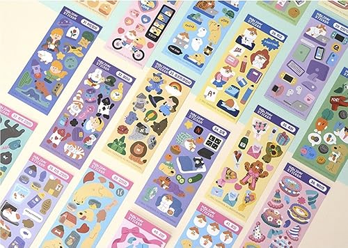 Miniatura 5 de Lindo paquete de calcomanías kawaii coreanas extraíbles estéticas a granel 42 hojas total 650 y 1 hoja de calcomanías de nube dalgaru para polco