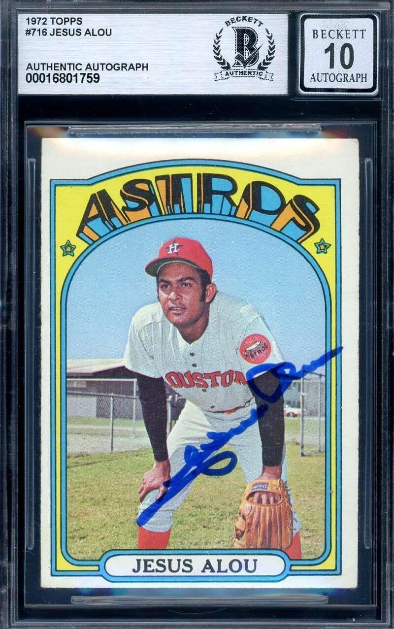 Jesus Alou Gem Mint 10 Beckett BAS Signed 1972 Topps Autograph - Baseball Slabbed Autographed Cards