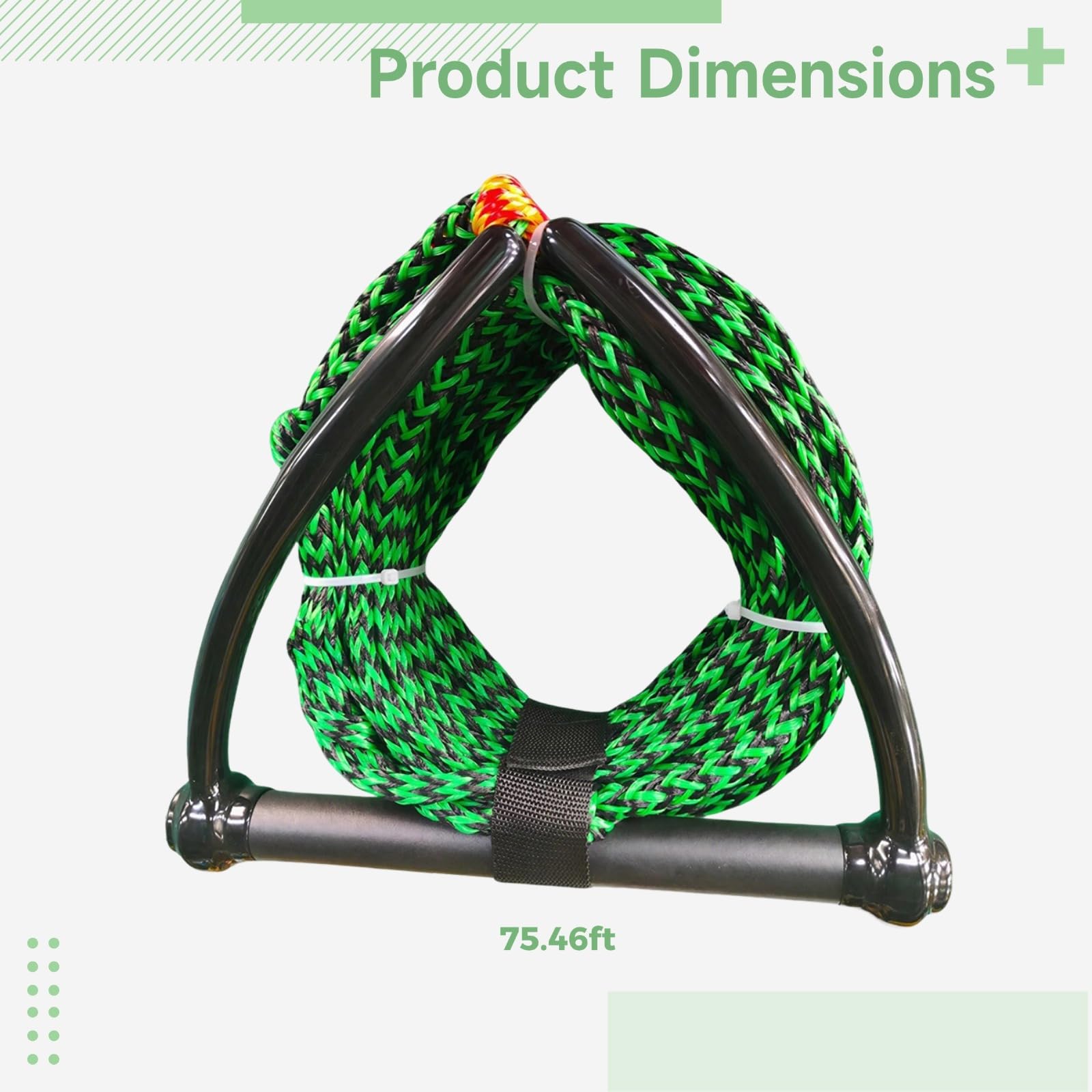 Wakeboard - Cuerda de remolque de 75.5 pies con asa, cuerda de esquí acuático verde, cuerda de nailon para lancha motora, wakeboard y rodillas, antideslizante