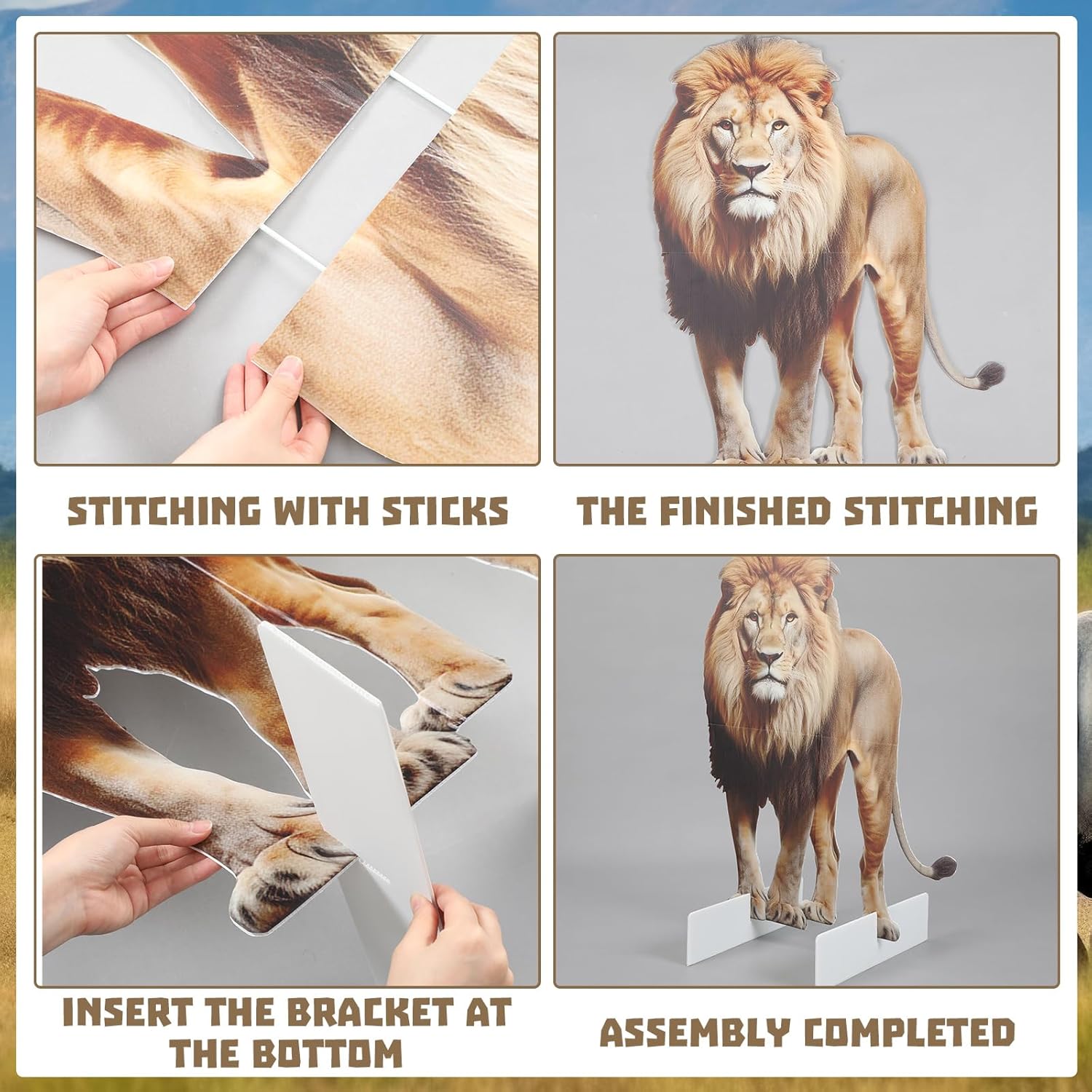 Leinuosen 5 Pcs Large Wildlife Safari Party Stand Decorations Set Africa Jungle Cardboard Cutouts Elephant Lion Zebra Rhino Gorilla Animal Decor Theme Birthday Camping Party Supplies for Photo Prop