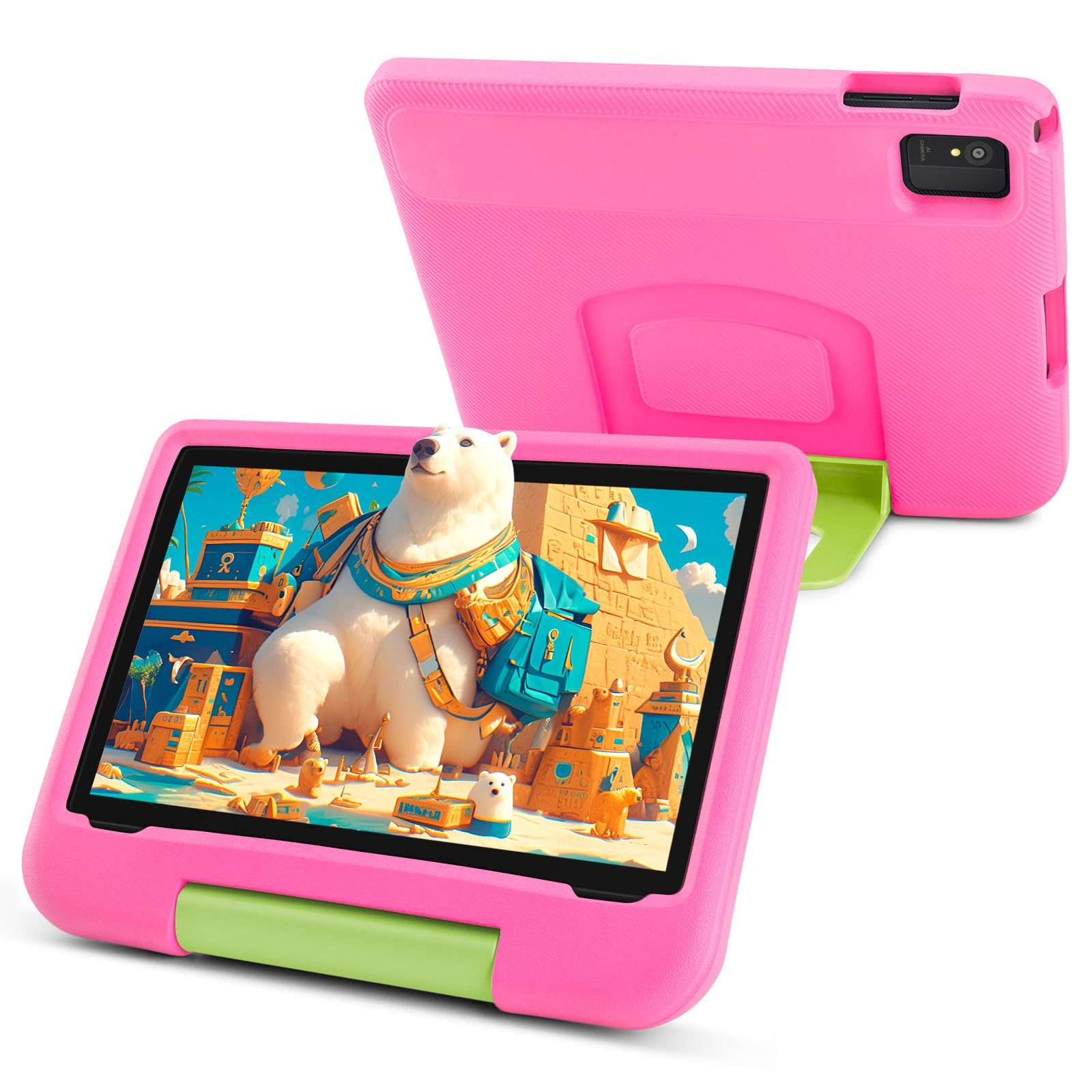 paitanry 10.1 inch Tablet for Kids - Kids Tablet with Pink EVA Case, Android 14, A523 Octa-Core CPU, 8GB+64GB, Wi-Fi 6 (2.4GHz & 5GHz), Dual Camera,