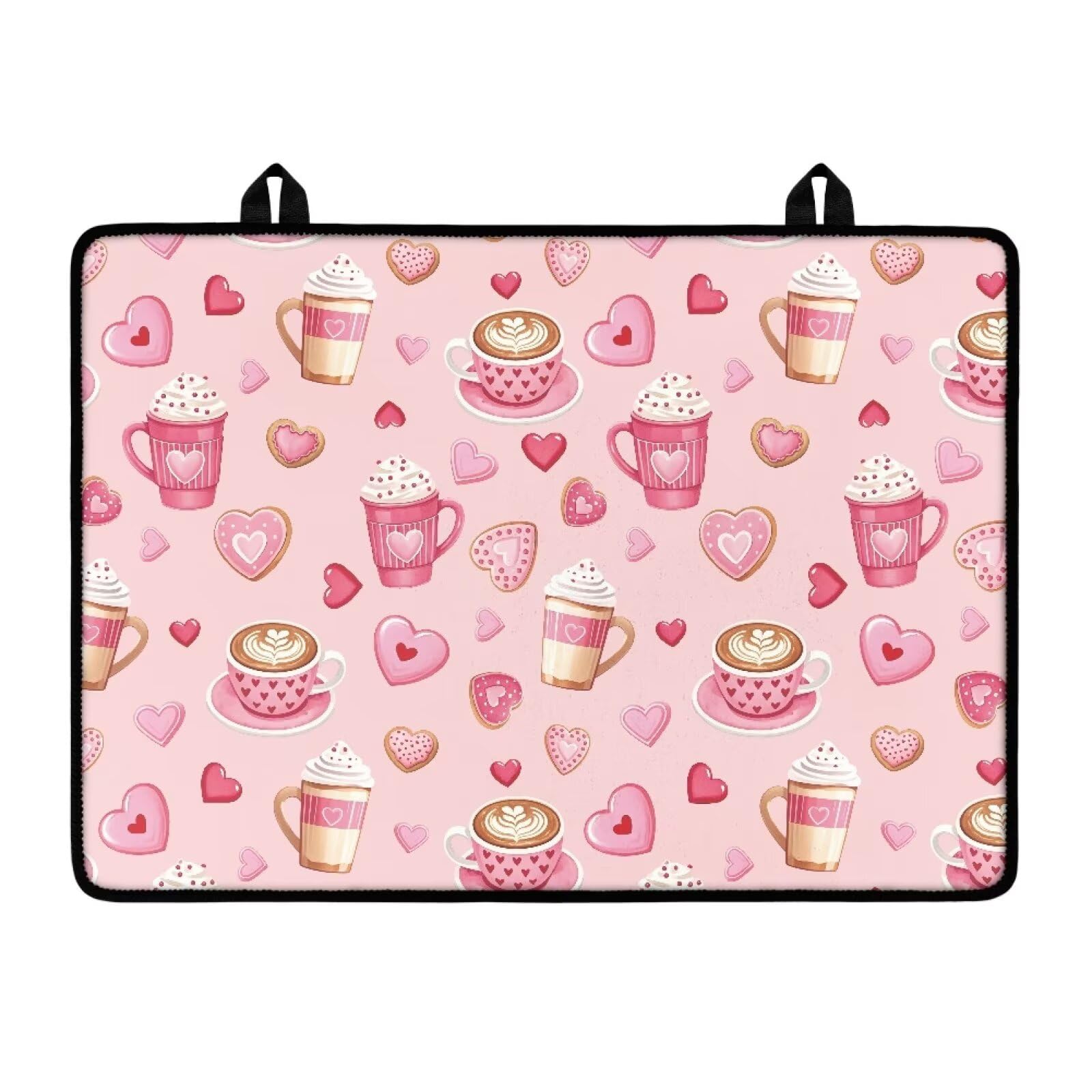 Valentine's Coffee Stovetop Covers for Electric Stove Heart Resistant Oven Mat Anti-scald Kitchen Countertop Cover Non-Slip Kitchen Counter Protector Pad 30"x21" Valentine's Decor