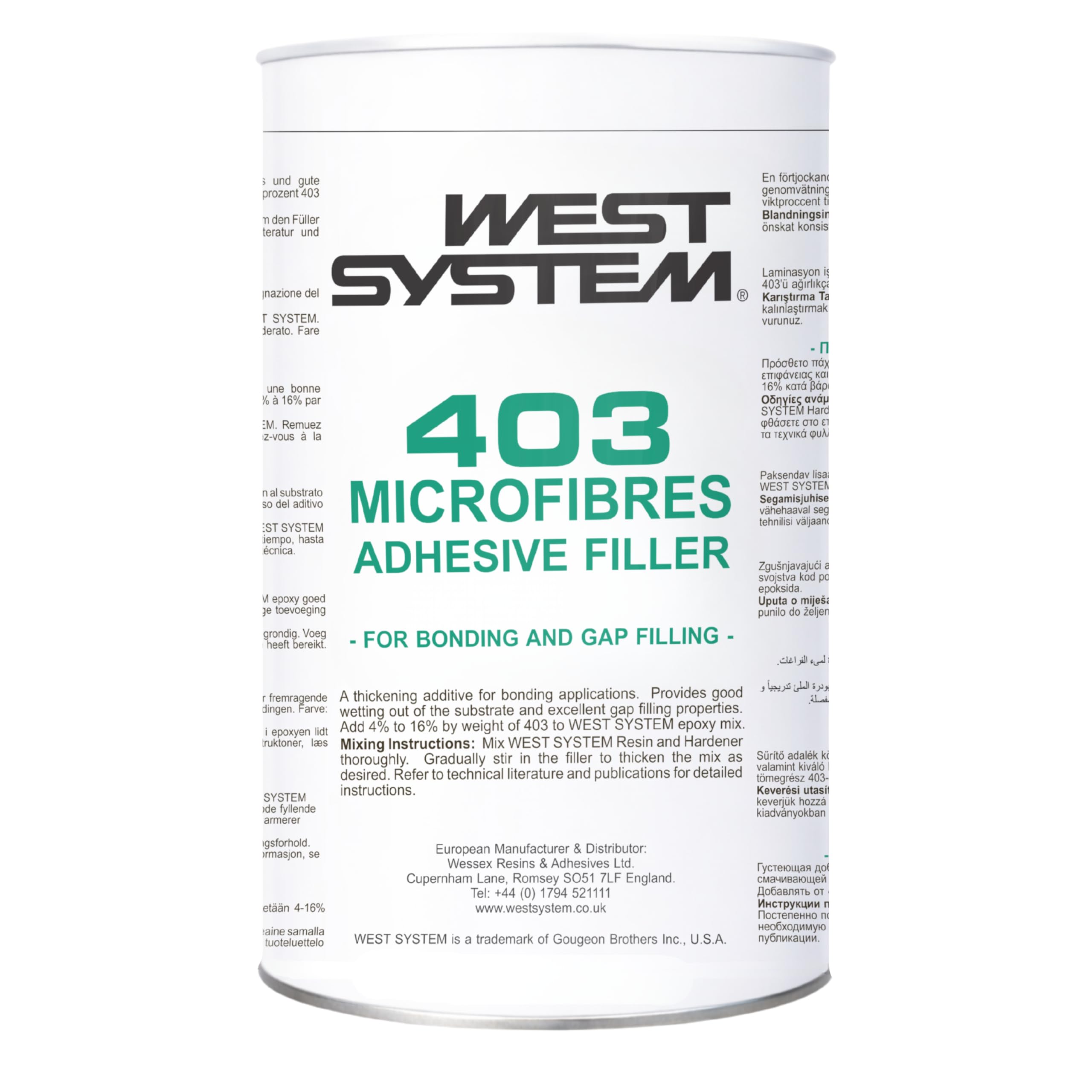 WEST SYSTEM 403 Microfibres Filler 160g - Thickens Epoxy for Wood, Marine & Fibreglass Repair - Waterproof, Multi Purpose Adhesive Powder for 2 Part Epoxy - for Interior & Exterior Use
