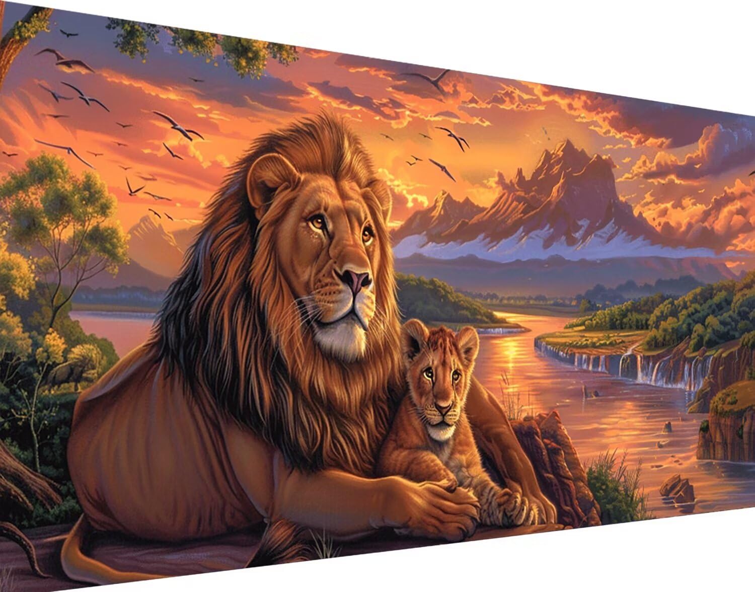 DIY 5D Diamond Painting Tier, Diamond Painting Erwachsene Groß XXL 60x120cm LöWe Diamant Painting Bilder Kinder Stickerei Kreuzstich Basteln Painting Set, Wand Zimmer Deko Geschenke für Damen H-F