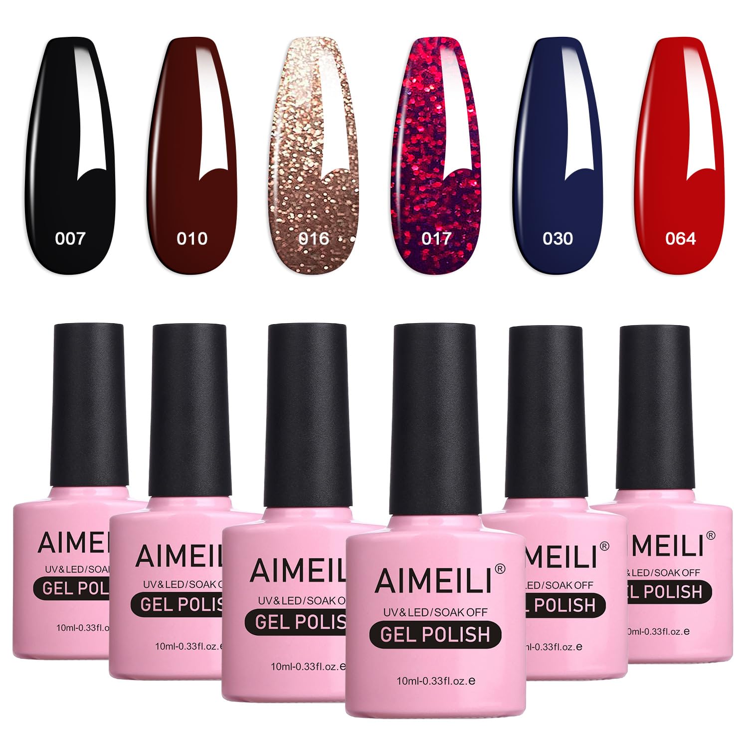 AIMEILI UV LED Gellack mehrfarbig ablösbarer Gel Nagellack Gel Nail Polish Set - 6 x 10ml - Kit Nummer 21