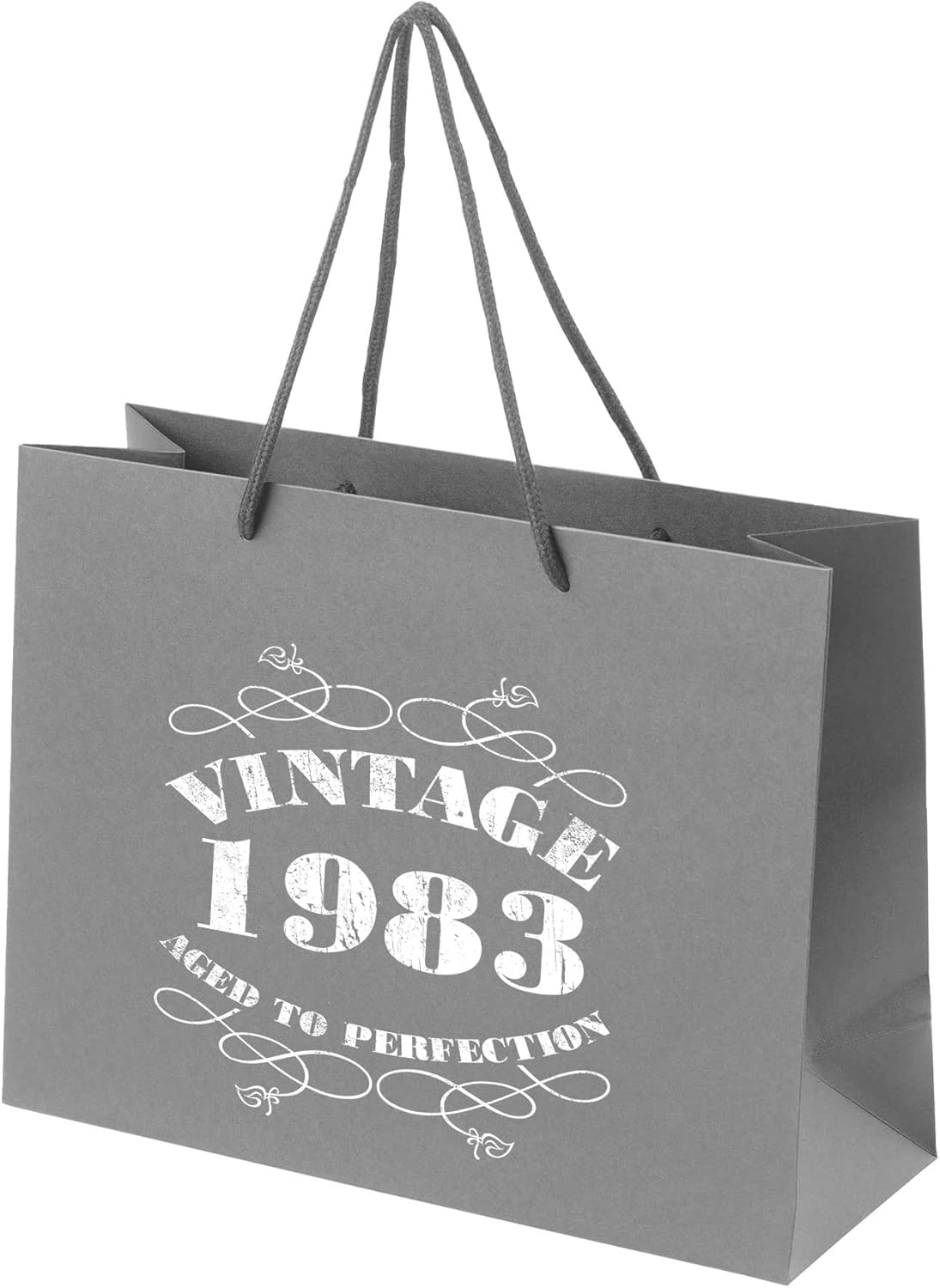 40Th Birthday Gift Bags - Grey Paper Gift Bags With Handle For Women Men -  Large Gift Bags With Rope Handle - Recycled Eco Friendly Presents Bag -  Vintage 1983 : Amazon.co.uk: