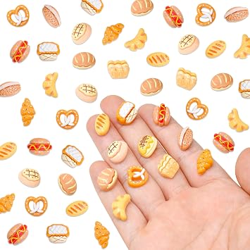 100 Pieces Mini Bread for Dollhouse Miniatures Mini Food for Crafts Tiny Resin Things for Dollhouse Mini Kitchen Micro Landscaping Decoration