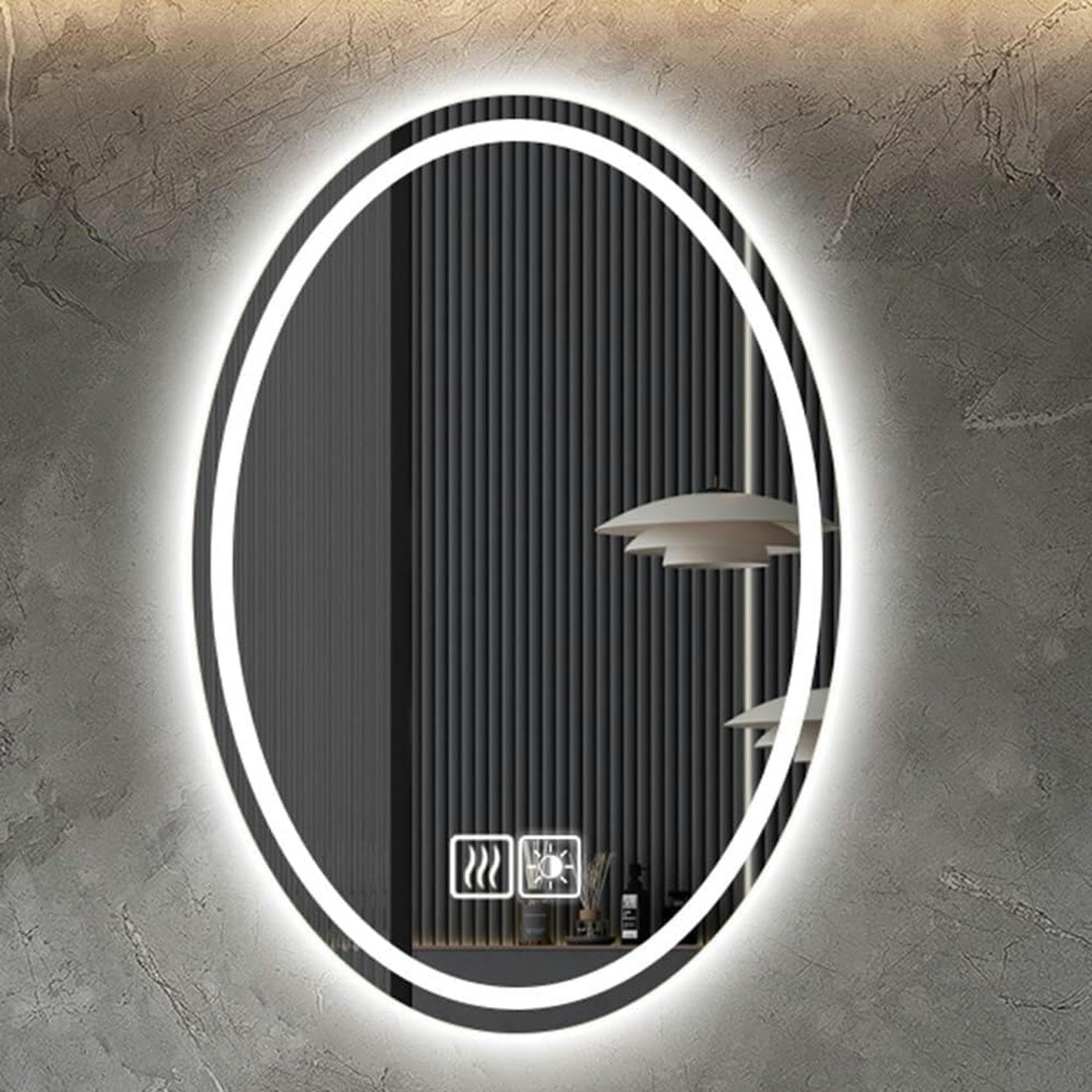 Miroir LED double touche avec fonction anti-buée et éclairage tricolore