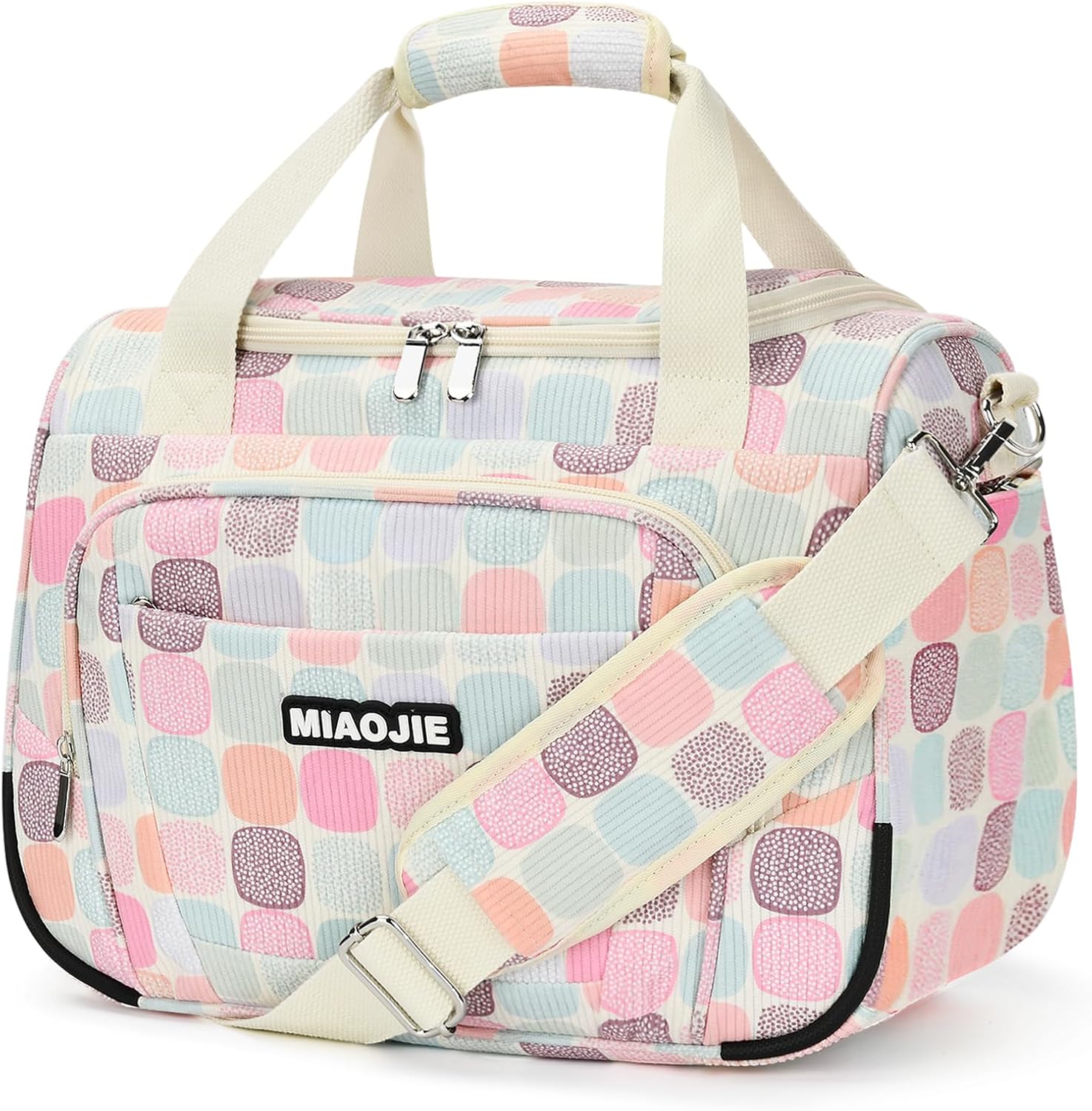 Underseat Carry On Luggage Lightweight Travel Tote Weekender Bag Overnight Duffle Bag for Travel, Travel Essentials Personal Item Travel Bag for Women, Corduroy Colorful Plaid-16Inch