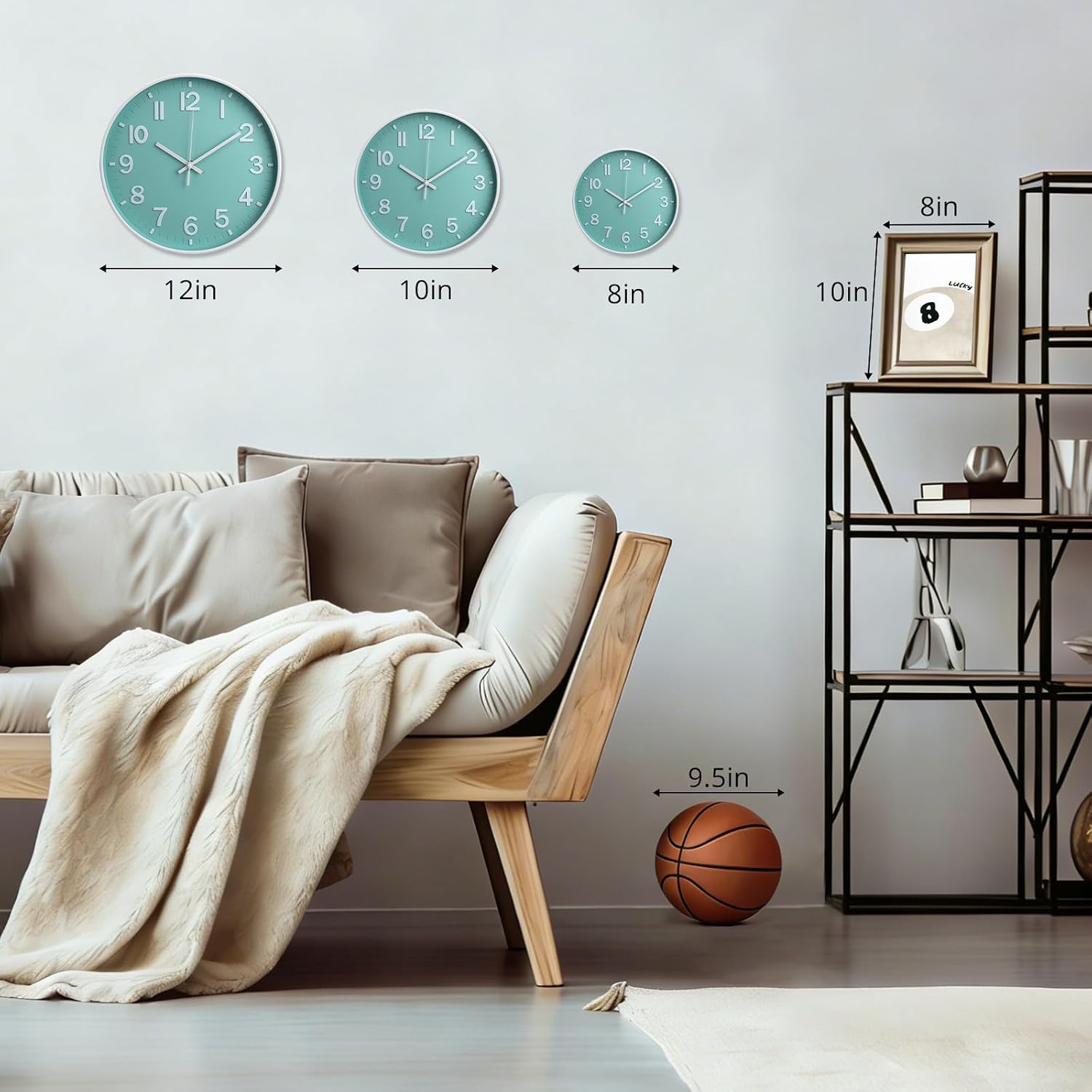 Wall Clock 12 Inch Mint Green Modern Simple Quartz Decorative Clock Non-Ticking Silent Battery Operated Round Wall Clocks Trendy and Practical Best Gift for Living Room Bedroom Kitchen Office image 3