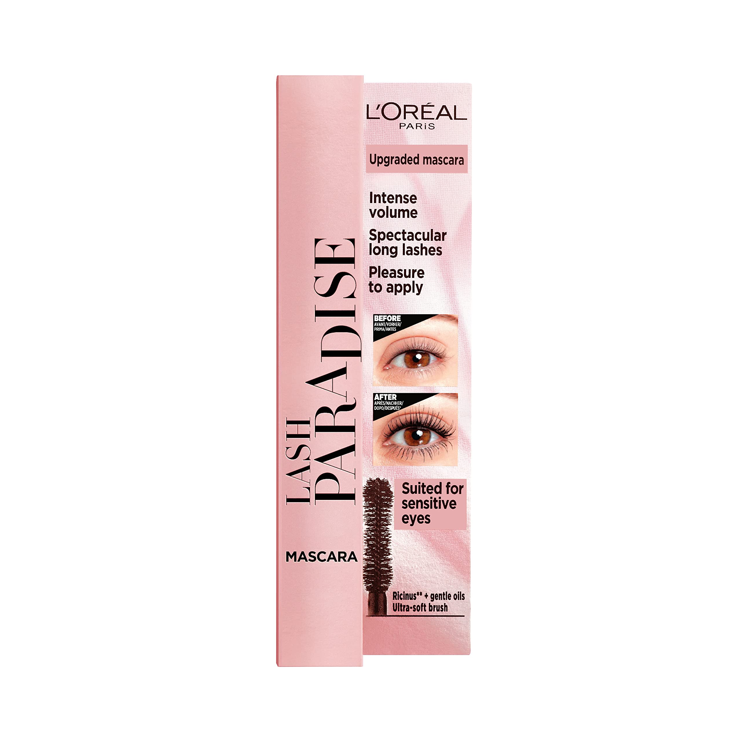 L’Oréal Paris Paradise, Intense Volume, Castor Oil-Enriched, Eyelash Lengthening Mascara, Flake Free Formula, Soft Mascara...