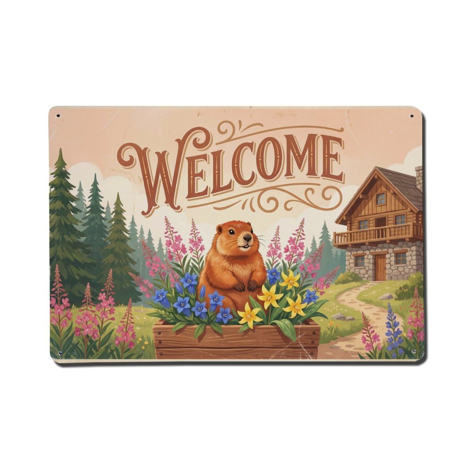 Vintage Welcome Marmot Sweet Moments Metal Tin Sign