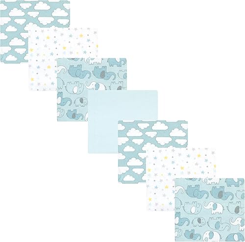 Miniatura 97 de Hudson Baby Paquete de 7 mantas receptoras unisex de franela de algodón para bebé, Dino Friends, talla única Abeja,Azul Verde Dino,Azul