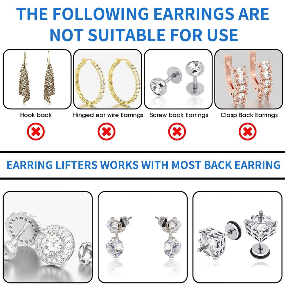 JEYORZY Ohrringheber 6 Paar - Silikon Herzchen Für Schwere Ohrringe