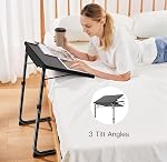 Ajustable TV Tableau du plateau - TV Plateau à dîner sur le lit & Canapé, Table pliante confortable avec 6 Hauteur & 3 Réglages de l'angle d'inclinaison, porte-gobelet intégré de la table d'ordinateurs portables (1 Boîte, noir)