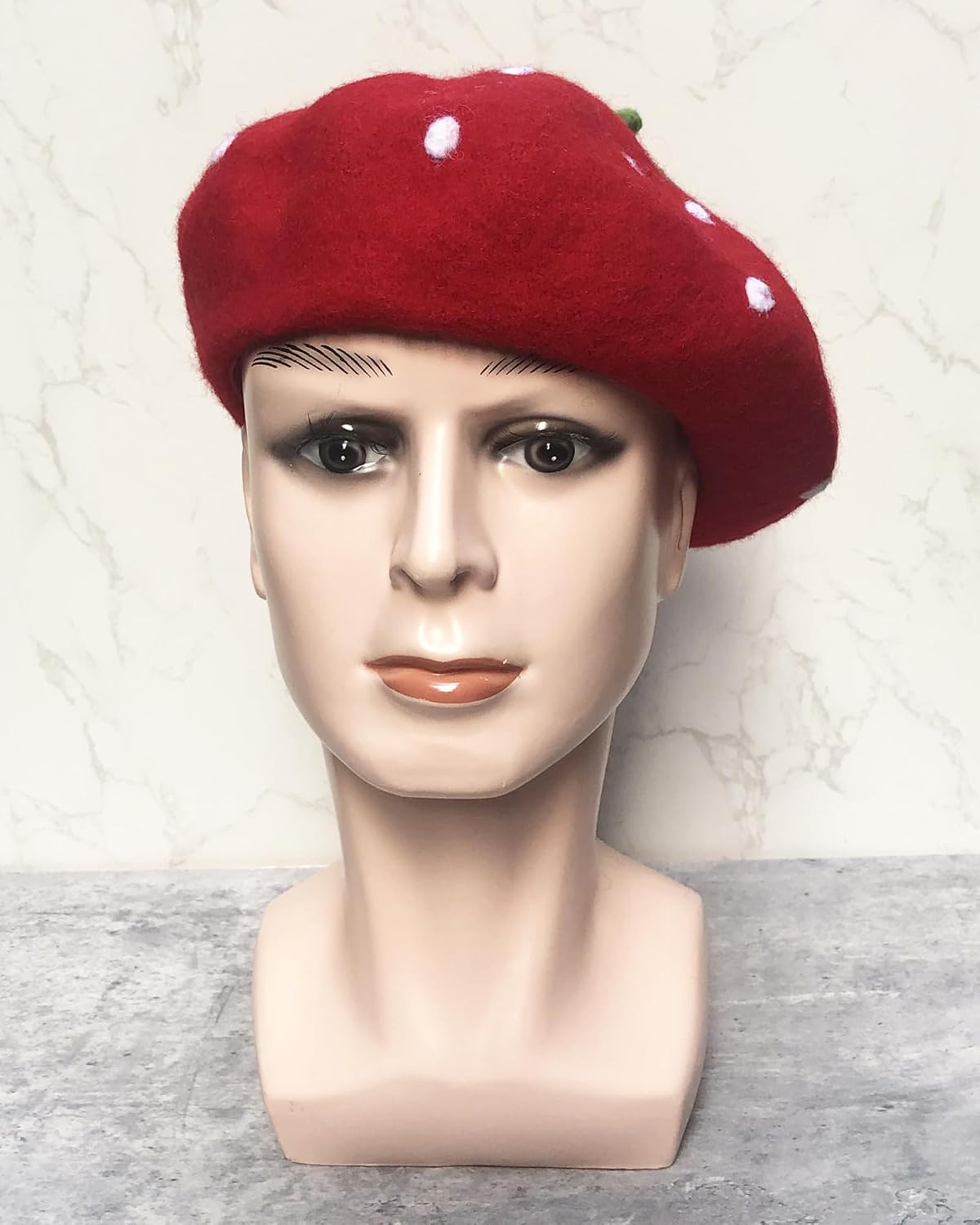 French Wool Beret Cute Strawberry Hat Cosplay Fruit Cap for Women Girl Grunge Emo