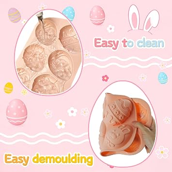 3Pack Easter Chocolate Mold,6 Cavity Easter Eggs Silicone Mold, Non-Stick Egg Baking Mold Tray,Egg Shaped Molds (Easter Eggs Mold)