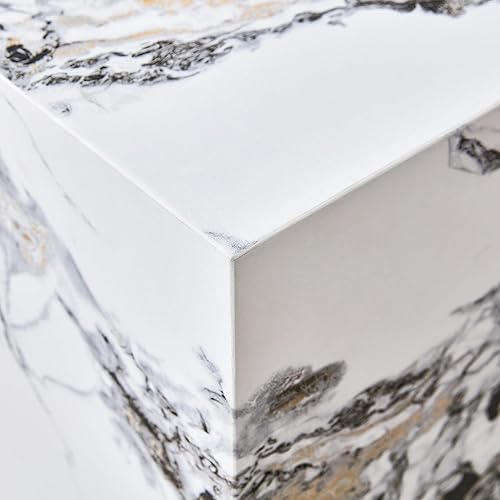 Miniatura 9 de Mesa auxiliar de mesa auxiliar con grano de mármol sintético, moderna mesa de centro blanca en cubo, elegante mesa de noche de mármol para espacios