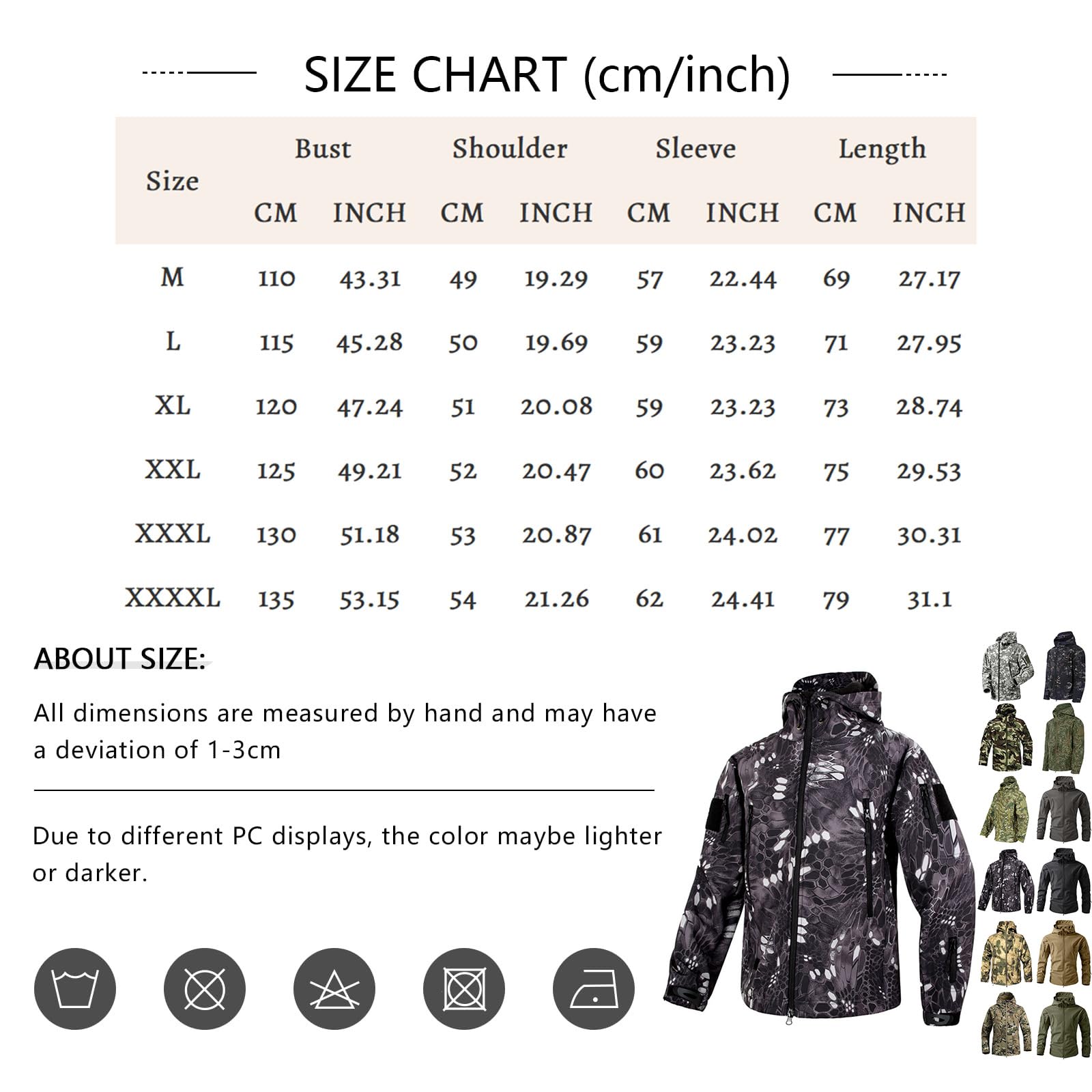 Chaqueta De Caza Hombre, Caza Tactica Militar Entretiempo Casual Militares Chaqueta Casual Hombre, Térmico Cálido Camuflaje Ropa Tactica