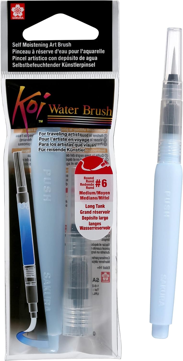 Sakura Koi Water Brush - Water Brush for Watercolor - 9 ml Tank - Medium Brush Tip
