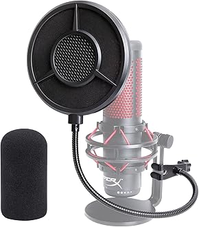QuadCast Pop Filter Foam Windscreen - 5.5 Inch Diam 6 Layers Pop Filter for Mic Cover QuadCast Pop Screen Compatible with Hyperx QuadCast Microphone Professional Metal Pop Filter by YOUSHARES